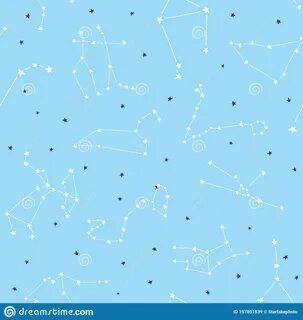 Constellation Stars Seamless Pattern Template for Children B