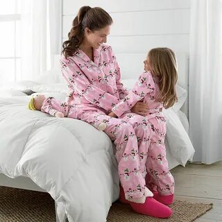 Mother, Daughter & Doll Snow Day Flannel Pajamas Mommy daugh