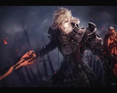 Safebooru - 1boy armor artist name au ra battlefield blonde 