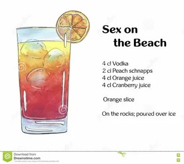 Hand Drawn Watercolor Cocktail Sex on the Beach on White Bac