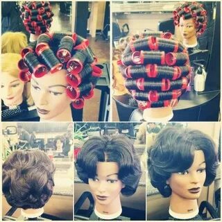 Brick-lay roller set Roller set hairstyles, Hair rollers tut