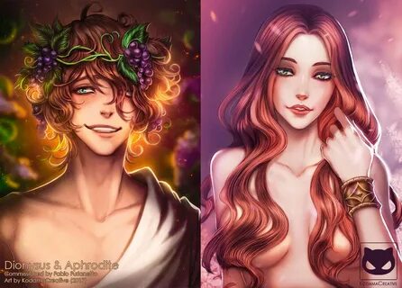 Commission: Greek Gods - Dionysus and Aphrodite by KodamaCre