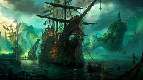 brown and black pirate ship League of Legends #Bilgewater fa