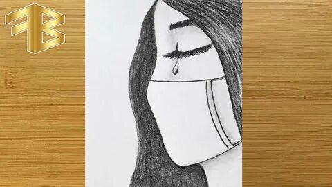 How to Draw a Sad Girl with Mask - Easy Sad Girl Drawing, Gi