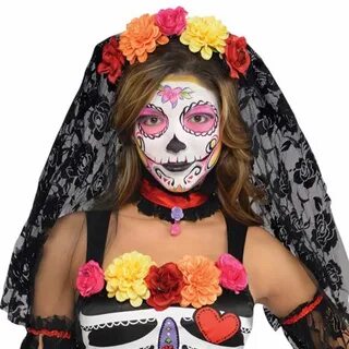 Adult Day Of The Dead Halloween Fancy Dress Costume Mens Wom