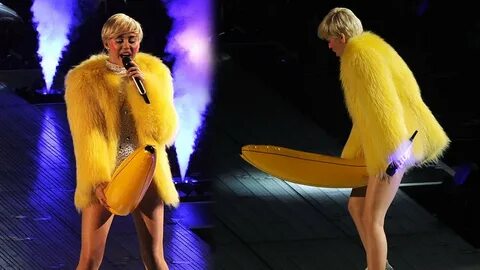 Miley Cyrus Grinds on Banana at Amsterdam Concert - YouTube