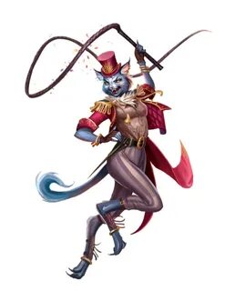 Female Catfolk Circus Whip Bard - Pathfinder 2E PFRPG DND D&