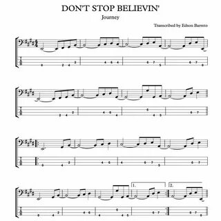 Audio: DON'T STOP BELIEVIN' (Journey) Bass Score & Tab Lesso