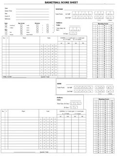 Free, Printable Basketball Score Sheets, Stat Sheets from Sc