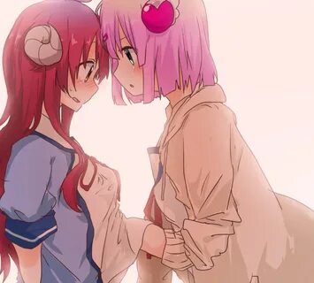 Safebooru - 2girls blue eyes blush breast grab breasts brown