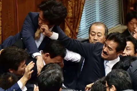 Photo of fight in japanese parliement