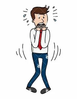 Panicked Business Man Biting Nails Cartoon Vector Clipart - 