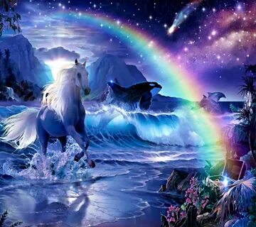 Force Of Nature Dolphins Sea Horse Rainbow #1837637 Unicorn 