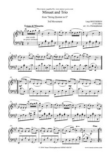 Minuet and Trio from String Quintet in E Easier Piano Bocche