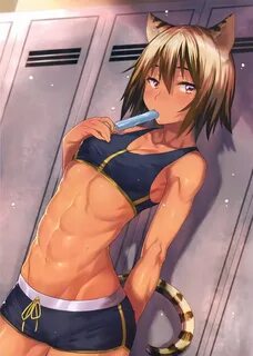 Safebooru - 1girl abs absurdres animal ears boyshorts breast