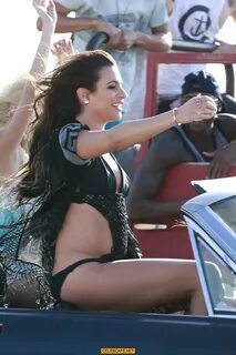 Lea Michele nipple slip on the set of her On My Way music vi