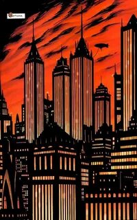 DC Comics City art, City illustration, Gotham city skyline