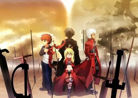 Illya Archer, Archer, Shirou, and Kiritsugu Fate anime serie