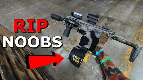 HPA BLOWBACK MP7 + DRUM MAG DESTROYS AIRSOFT NOOBS - YouTube