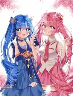 FanArt Snow Miku and Sakura Miku by Hele-Bun on DeviantArt