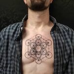 Metatron’s cube tattoo on the chest Simple tattoos for women