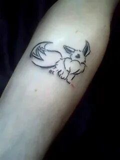 Black Outline Eevee Pokemon Tattoo Design For Forearm By Kyl