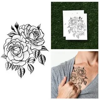 Twin Rose Temporary Tattoo Set of 2 Etsy