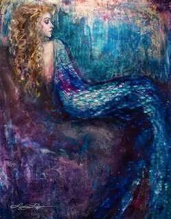 "Elizabethan Mermaid" Paint Texture Print Mermaid painting, 