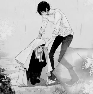 anime couple, black and white and boyfriend - image #594023 