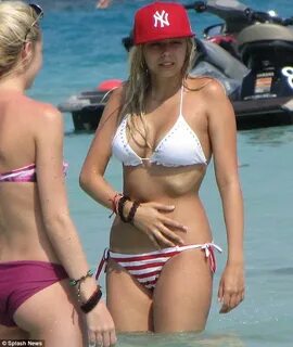 Sacha Parkinson in sexy striped bikini as she holidays in Cy