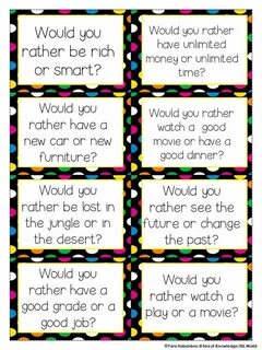 Would You Rather Questions - Writing Prompts and Task Cards 