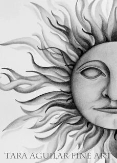 Sun Face Drawing, Sun Face Art, Black and White Drawing, Sun