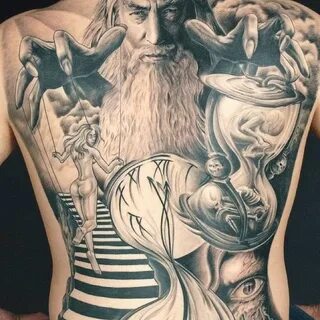 Back tattoo Wizard tattoo, Time tattoos, Grey tattoo