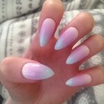 Pastel pink to blue ombré stiletto nails Pink ombre nails, O