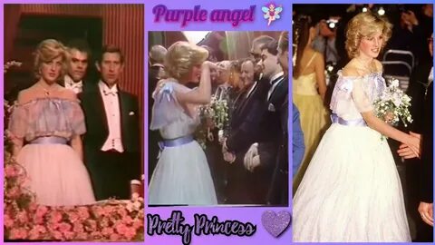 Pretty Princess Diana in a purple dress sings God Save the Q