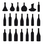 Wine Bottle Alcohol Bordeaux Shape Silhouette Symbol Set Win