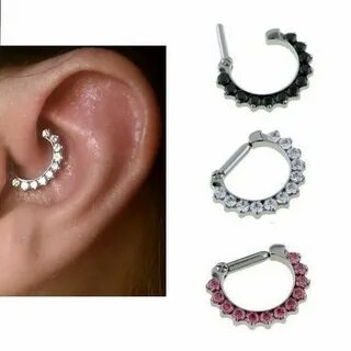 Rook Daith Tragus Ear Clicker with jewels 14 gauge 10mm 5/16