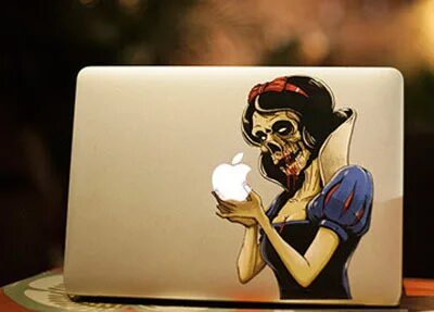 CJ472 Skull Style Snow White Logo Laptop Skin Case for Apple