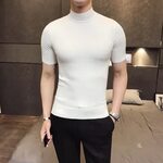 MRMT 2019 Brand Men's Sweater Pure Color Short Sleeves Semi 
