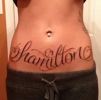 Lower stomach tattoos #lastname #script #love Stomach tattoo