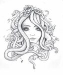 Medusa clipart art tumblr - Pencil and in color medusa clipa