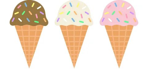 Chocolate Vanilla and Strawberry Ice Cream Cones - Free Clip