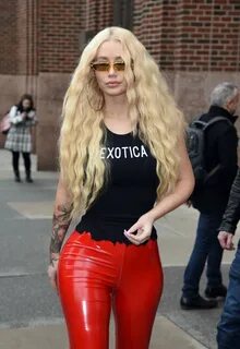 Iggy Azalea in Red Leather Pants out in NYC GotCeleb