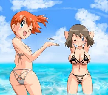 Xbooru - 2girls airplane ass beach bikini blue eyes blush br