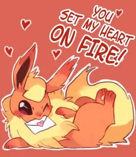 Flareon Valentine's Day Card Pokemon, Pokemon eeveelutions, 