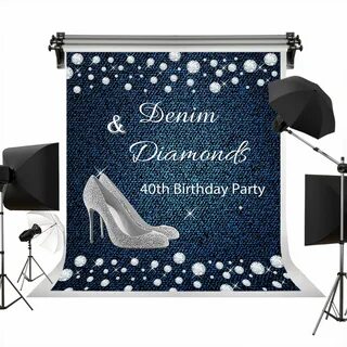 Denim and Diamonds Birthday Backdrop Birthday Backdrop,Denim