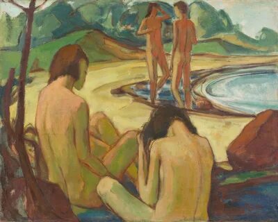 Max Kaus Badende - Hockende am Strand (Insel Vilm) (1923) Mu