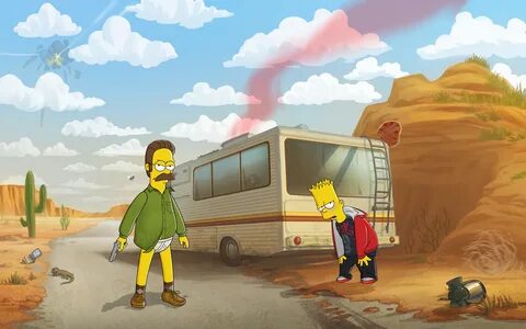 Скачать обои Breaking Bad, The Simpsons, Ned Flanders, Bart 