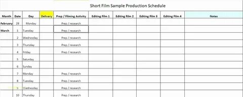 Production Scheduling Excel Template Shooters Journal