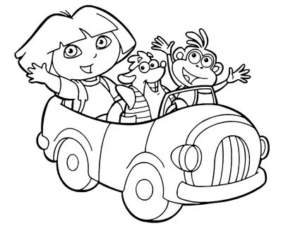 Dora the Explorer - Dora is with Boots and Tyco on the car